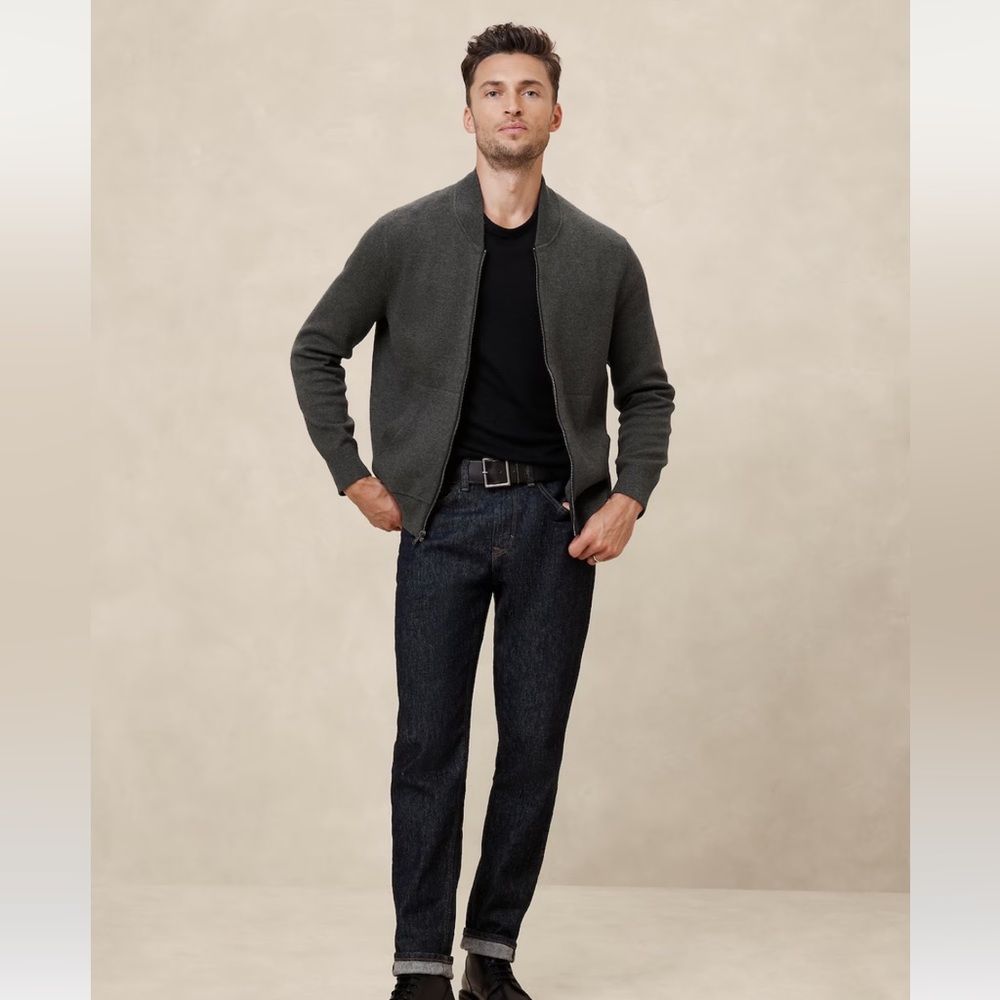 Banana Republic Woven Baseball Bomber, Charcoal, Medium, Preloved